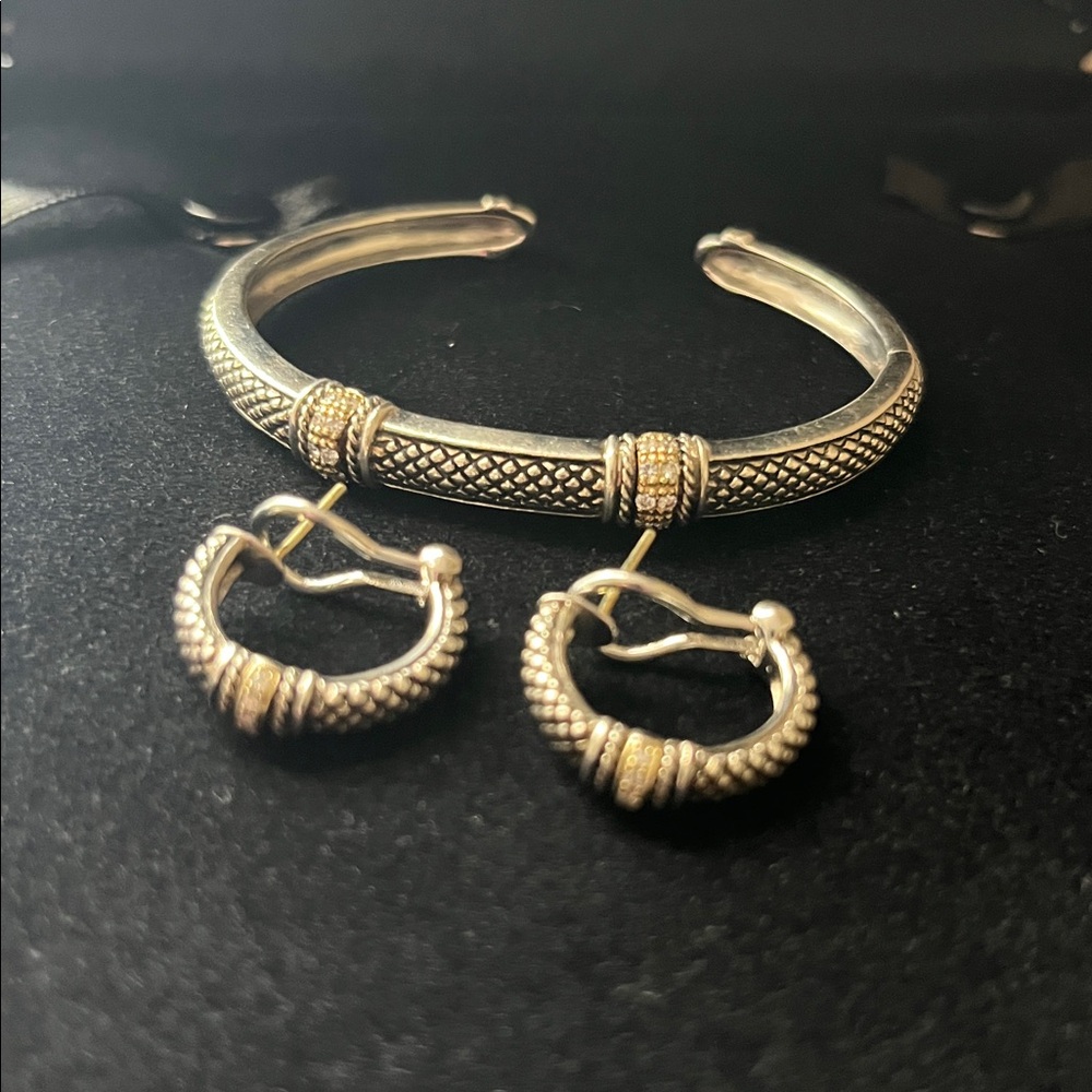 925 18k diamond Bracelet and Earring Set - Picture 3 of 10